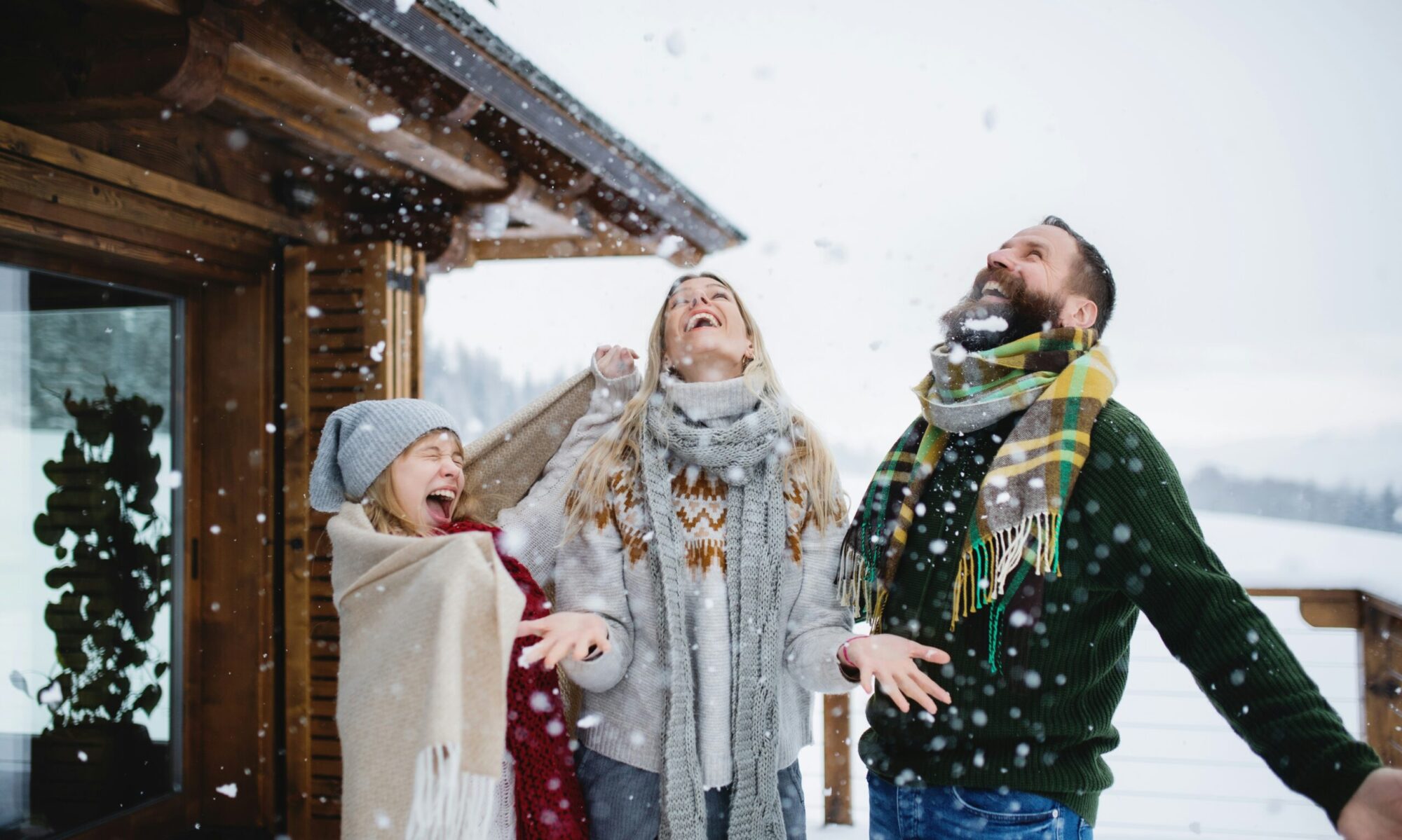 rodzina, zima, święta, radość